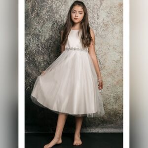 Petite Adele Little Girls Champagne Rhinestone.  Size 11-12